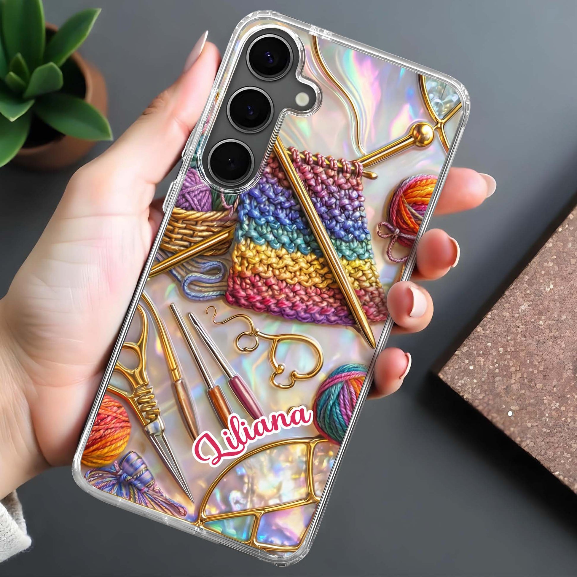 Personalized Crafting Love Featuring Knitting Needles And Yarn