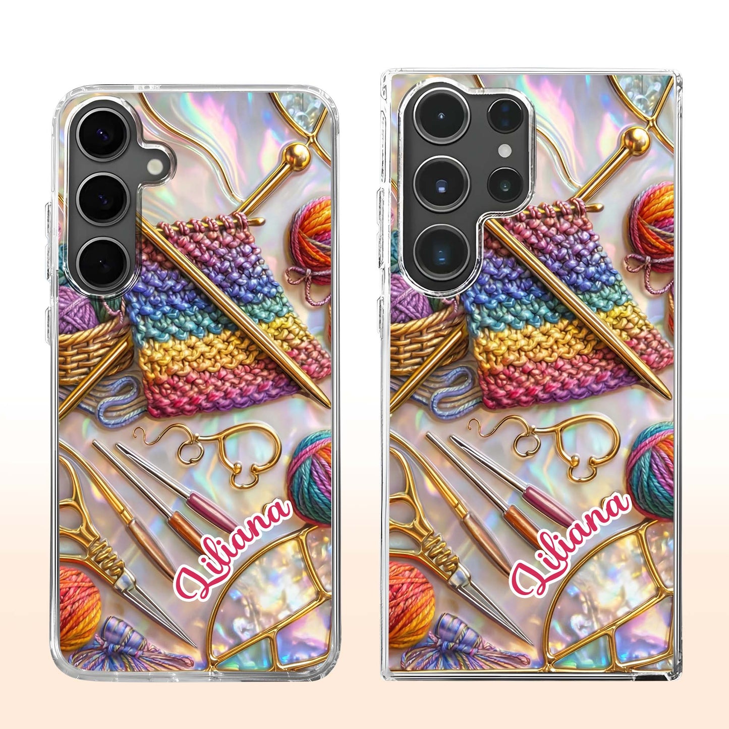 Personalized Crafting Love Featuring Knitting Needles And Yarn