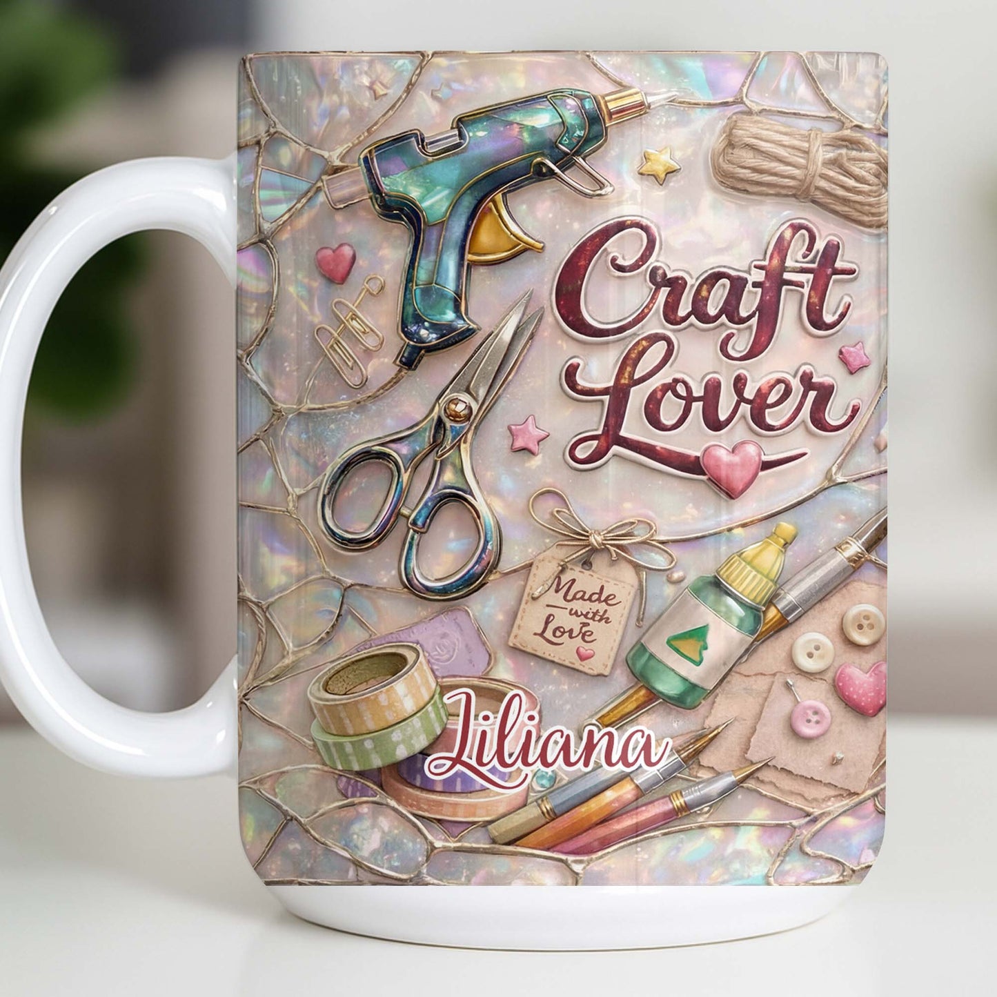 Craft Lover, Made With Love, Glue Gun And Scissors