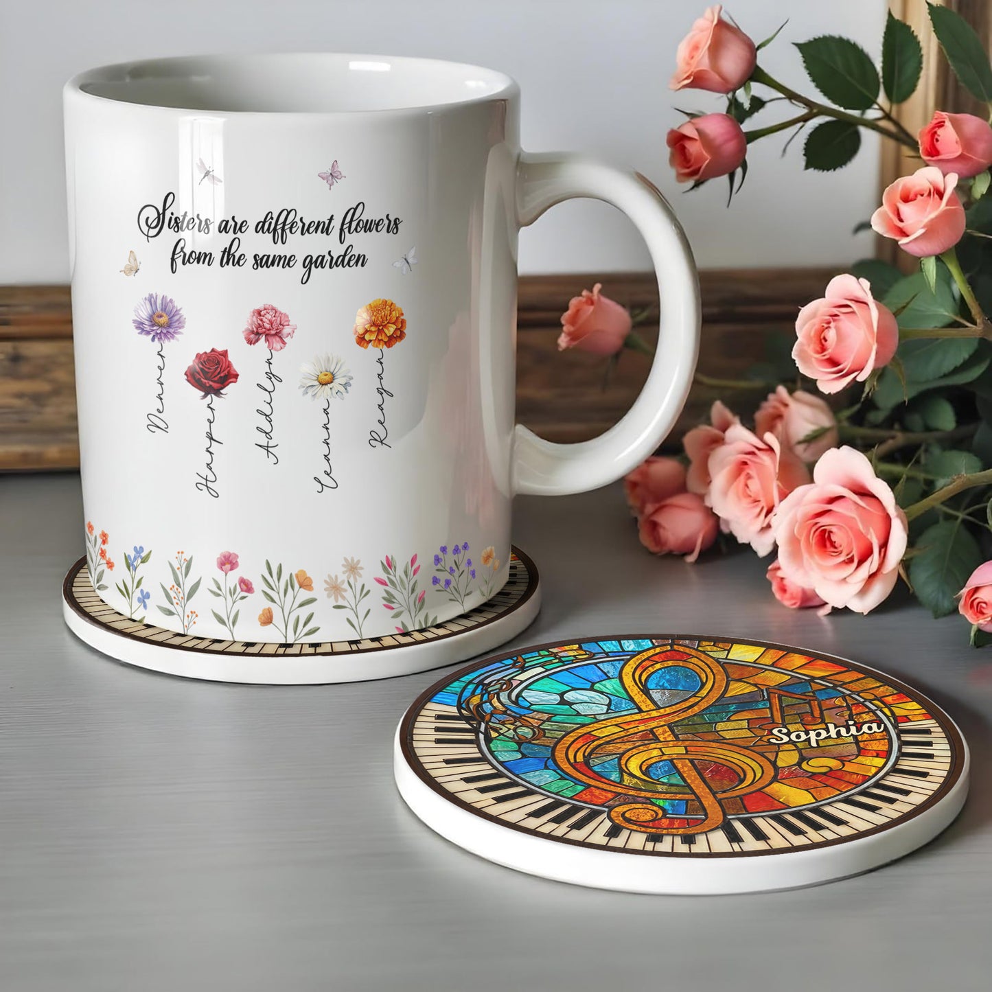 Harmonious Melodies In Stained Glass G-Clef and Piano Keys