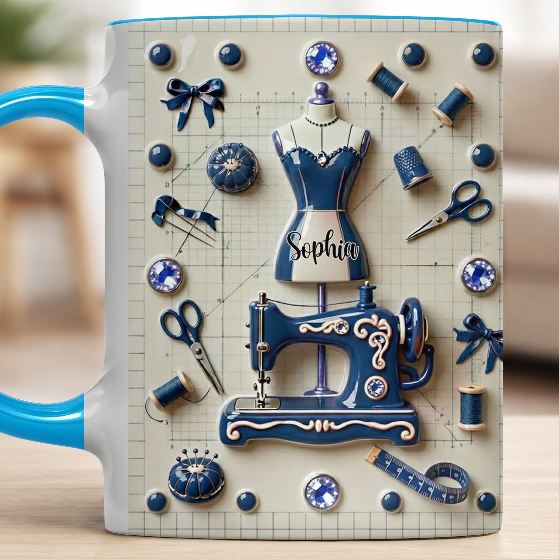 Personalized Sewing and Design Theme Mug