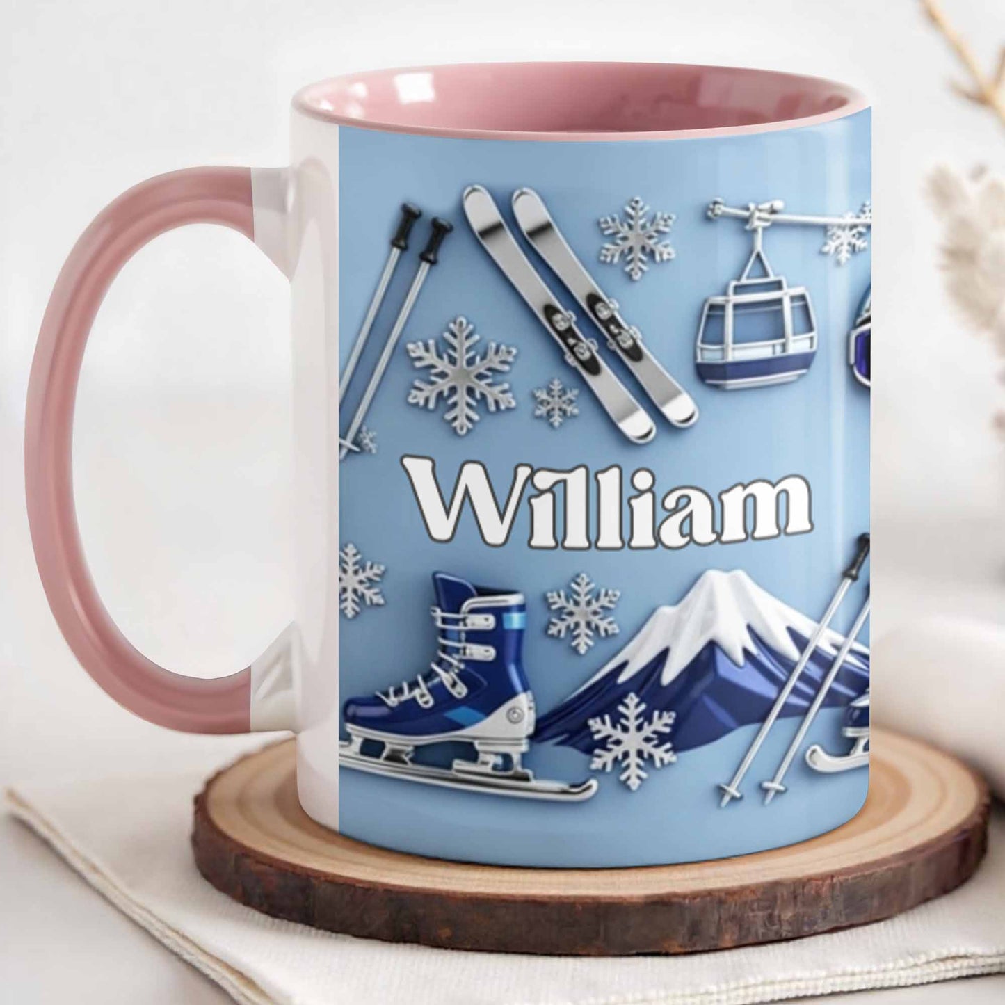 Capture the thrill of Winter Sports and Chilly Adventures - Personalized Custom Accent Mug - HOB050_AMUG