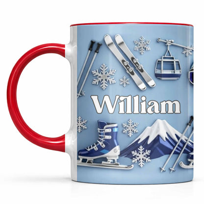 Capture the thrill of Winter Sports and Chilly Adventures - Personalized Custom Accent Mug - HOB050_AMUG