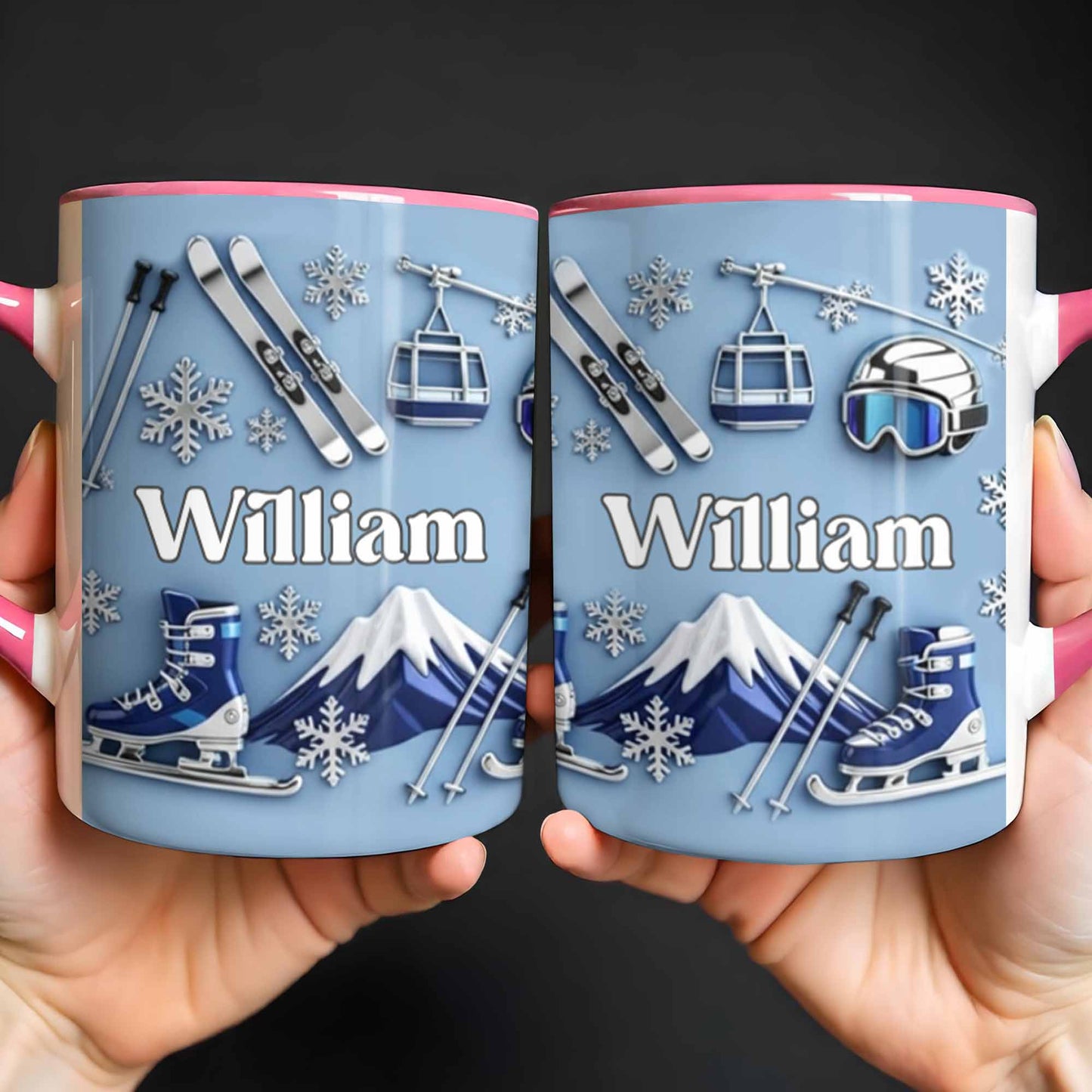 Capture the thrill of Winter Sports and Chilly Adventures - Personalized Custom Accent Mug - HOB050_AMUG