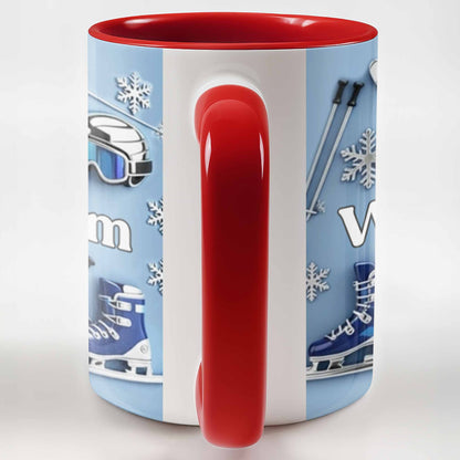 Capture the thrill of Winter Sports and Chilly Adventures - Personalized Custom Accent Mug - HOB050_AMUG