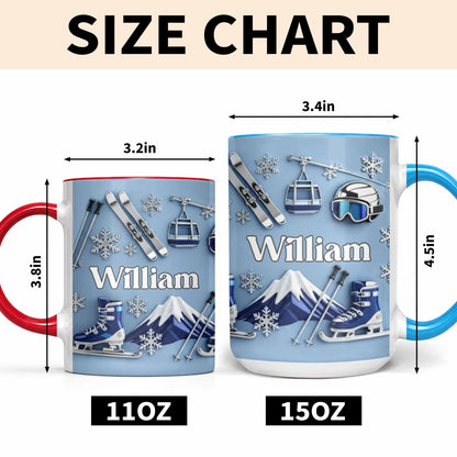 Capture the thrill of Winter Sports and Chilly Adventures - Personalized Custom Accent Mug - HOB050_AMUG