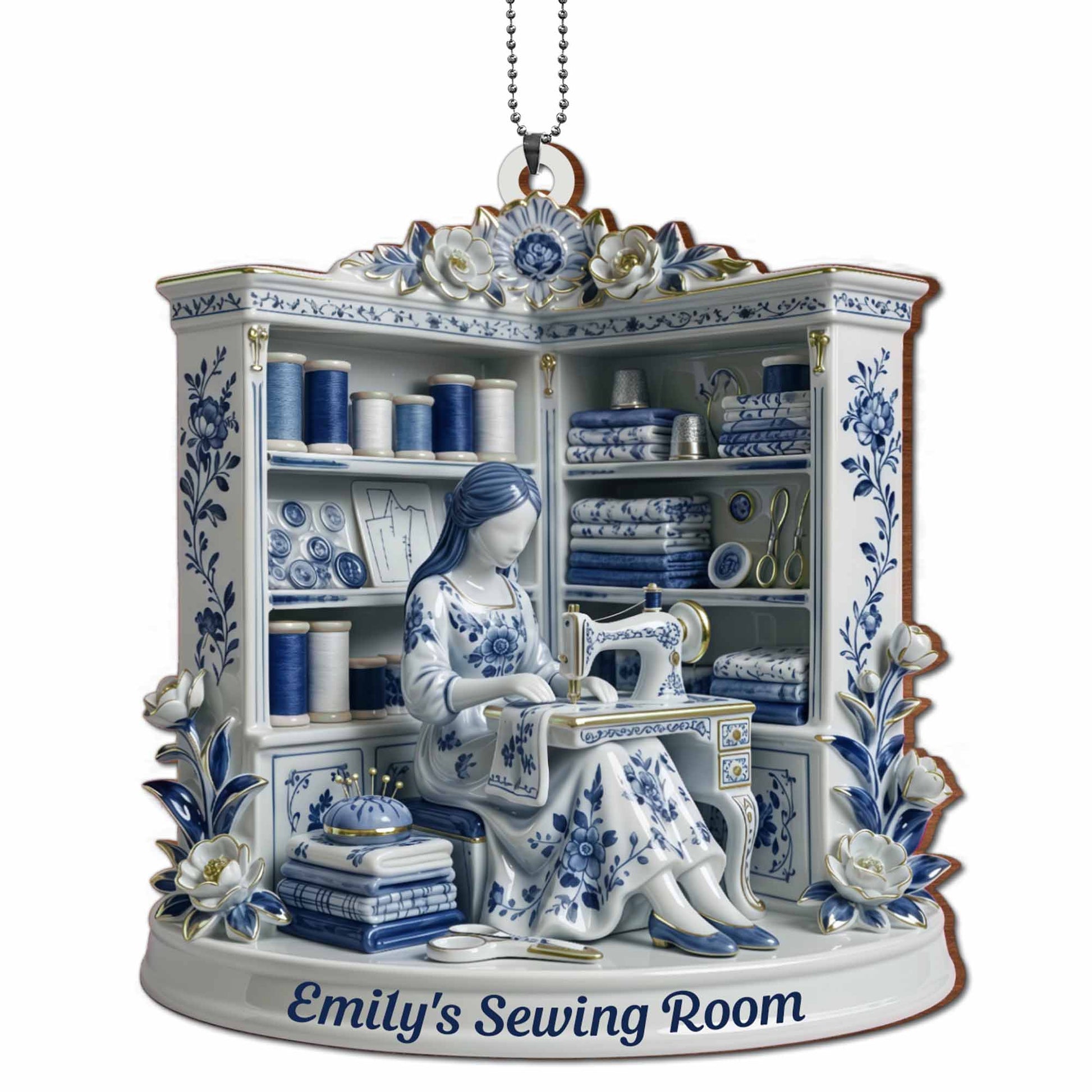 A Serene Crafting Moment With Sewing Machine And Flowers