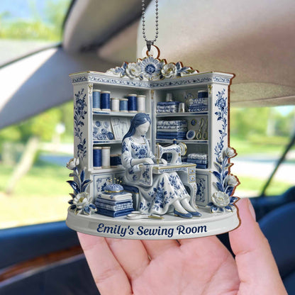 A Serene Crafting Moment With Sewing Machine And Flowers