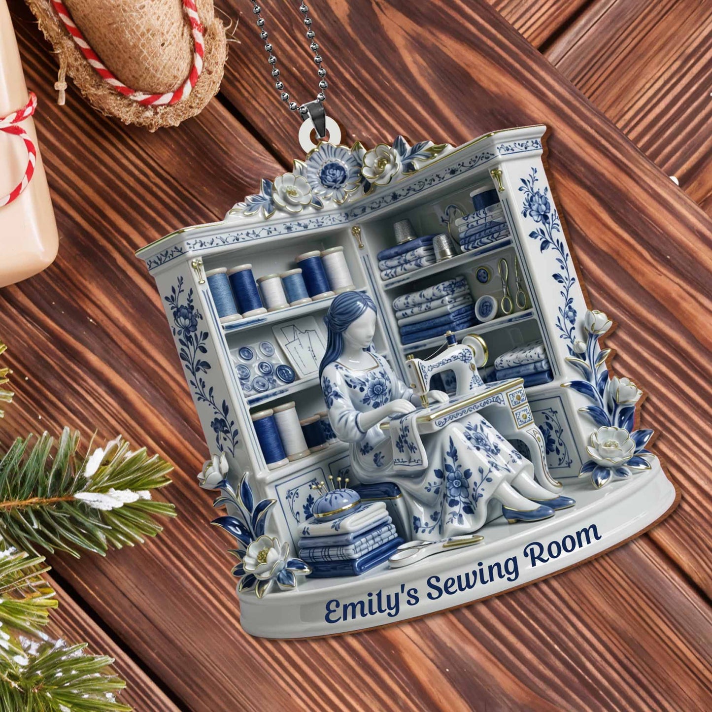 A Serene Crafting Moment With Sewing Machine And Flowers