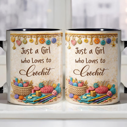 Just A Girl Who Loves To Crochet With Colorful Yarns And Buttons