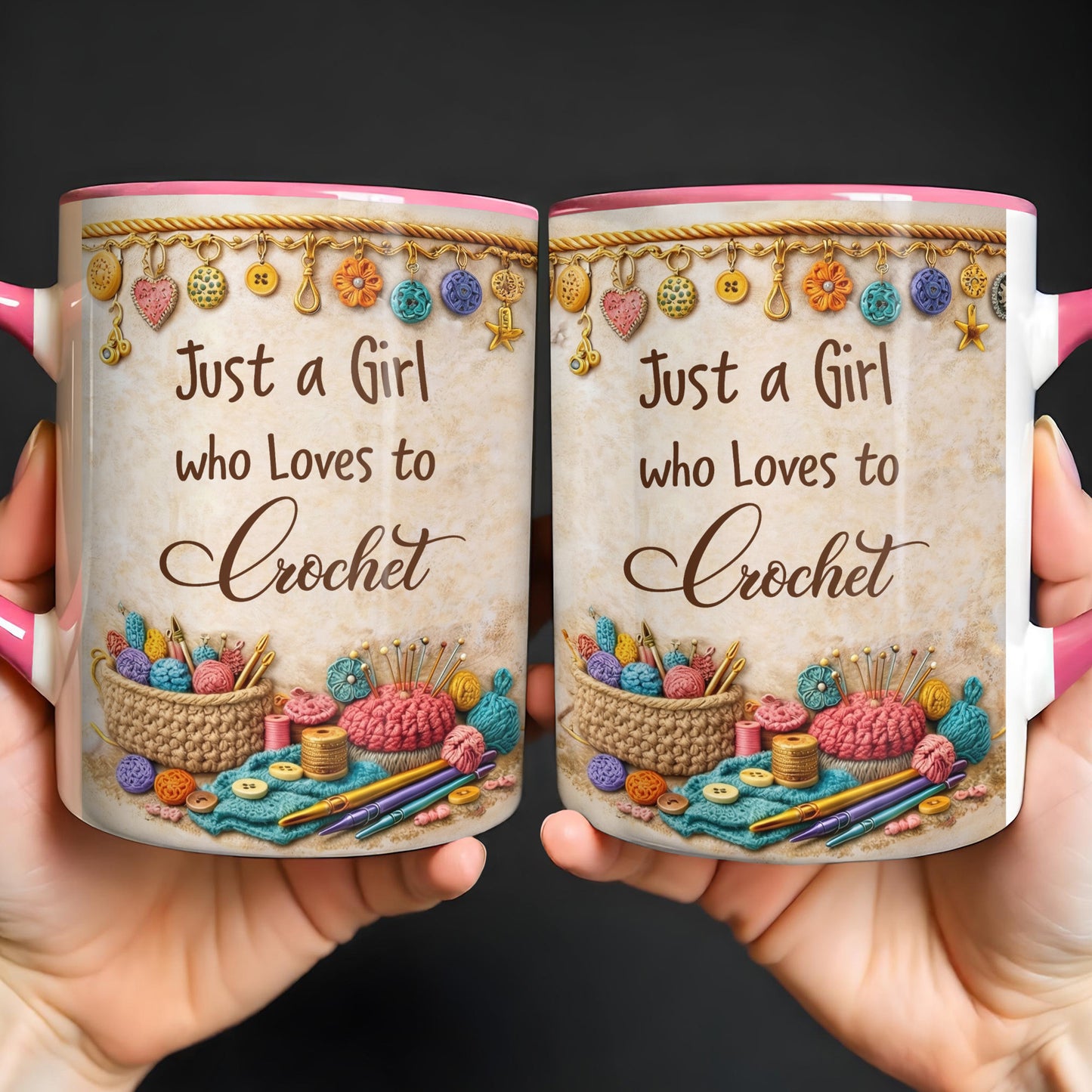 Just A Girl Who Loves To Crochet With Colorful Yarns And Buttons