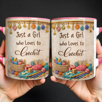 Just A Girl Who Loves To Crochet With Colorful Yarns And Buttons