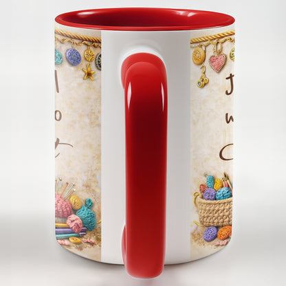 Just A Girl Who Loves To Crochet With Colorful Yarns And Buttons