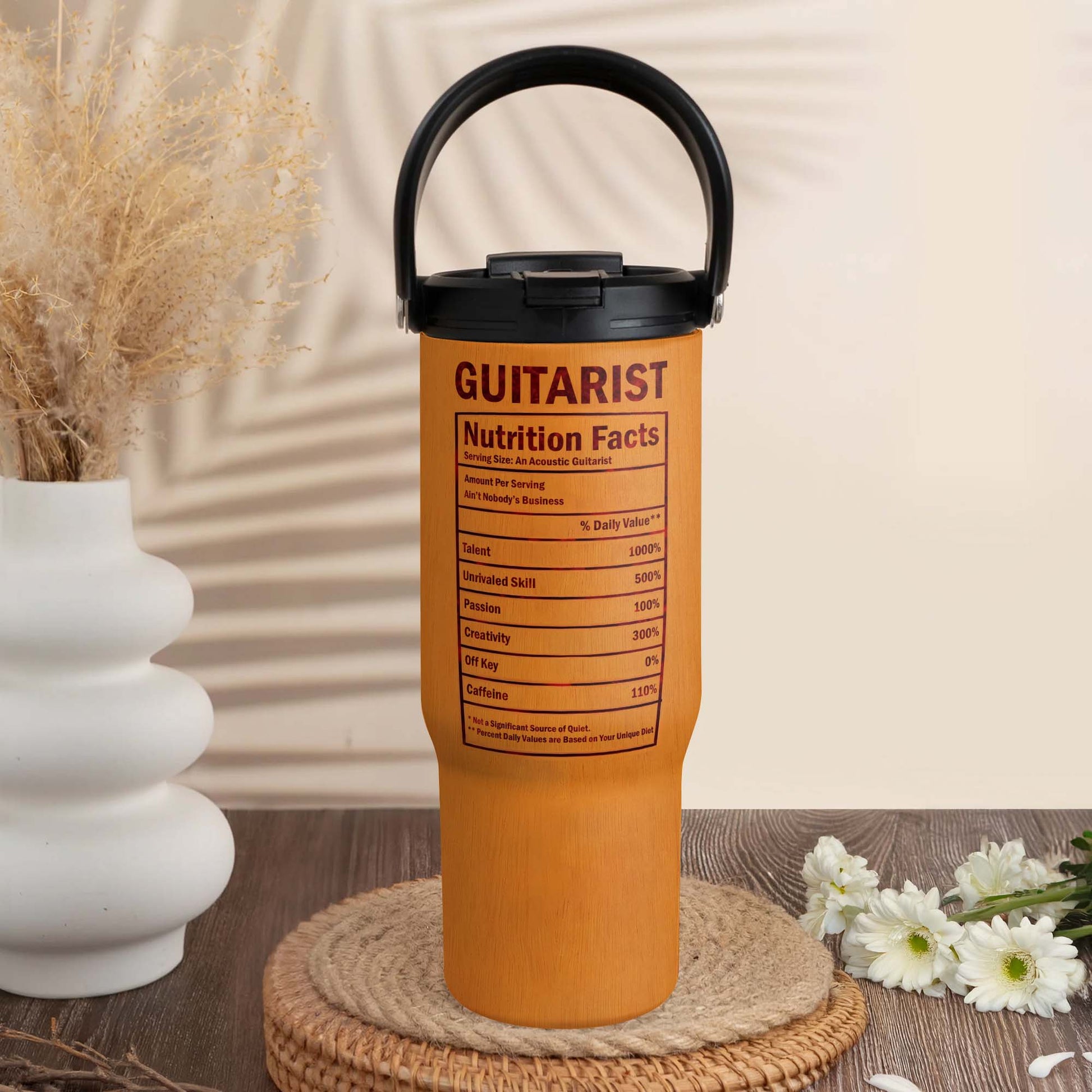 Guitarist Nutrition Facts Label Serving Size An Acoustic Guitarist