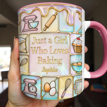 Just A Girl Who Loves Baking, Kitchen Essentials - Personalized Custom Accent Mug - HOB063_AMUG
