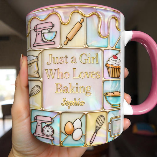 Just A Girl Who Loves Baking, Kitchen Essentials - Personalized Custom Accent Mug - HOB063_AMUG