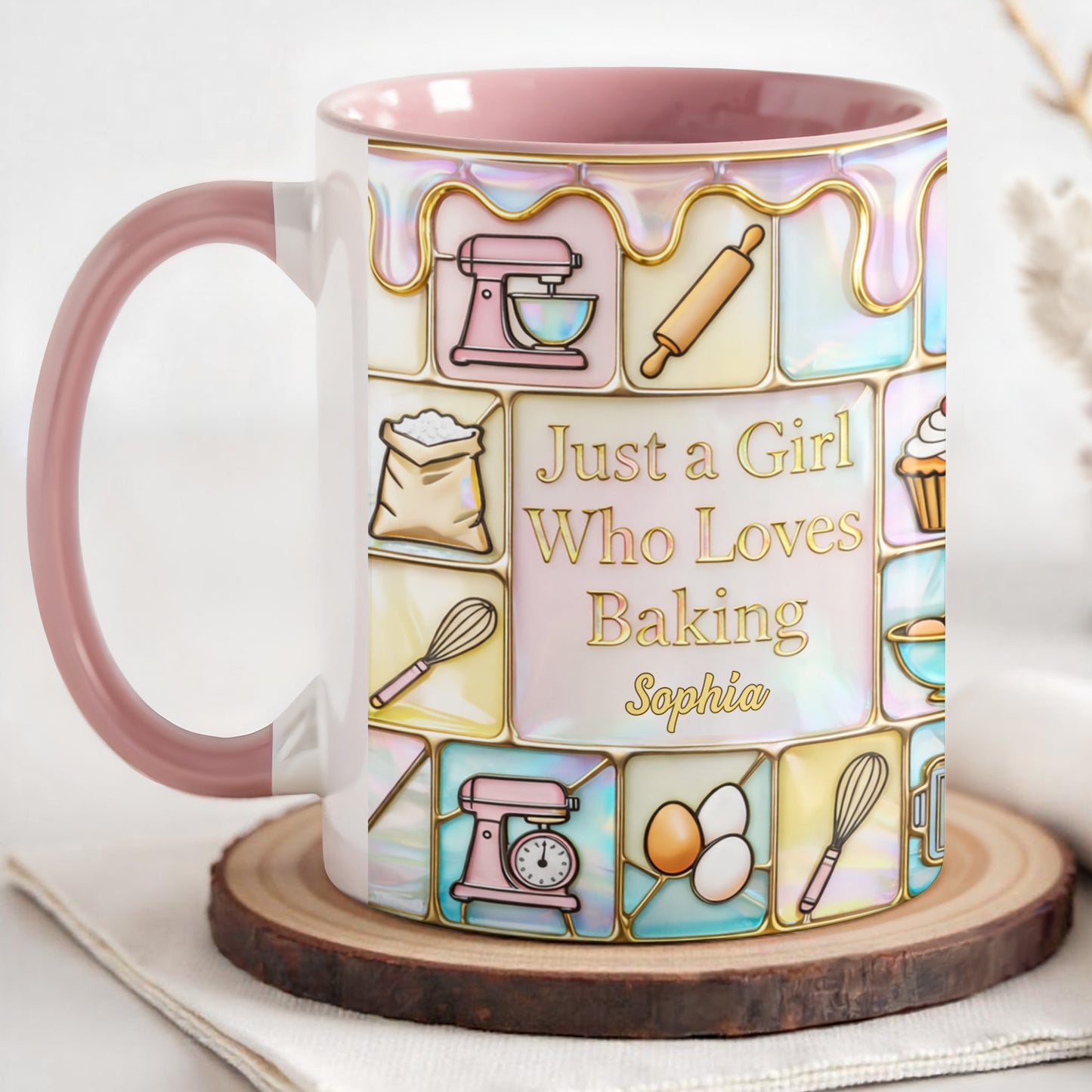 Just A Girl Who Loves Baking, Kitchen Essentials - Personalized Custom Accent Mug - HOB063_AMUG