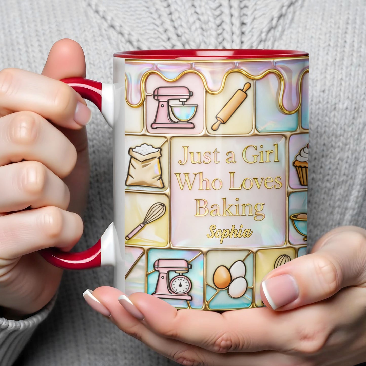Just A Girl Who Loves Baking, Kitchen Essentials - Personalized Custom Accent Mug - HOB063_AMUG