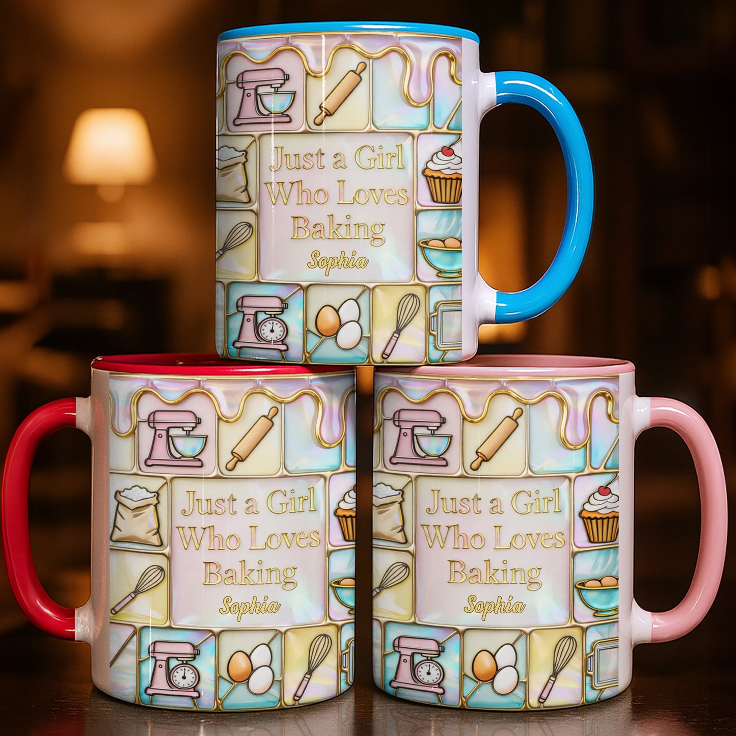 Just A Girl Who Loves Baking, Kitchen Essentials - Personalized Custom Accent Mug - HOB063_AMUG