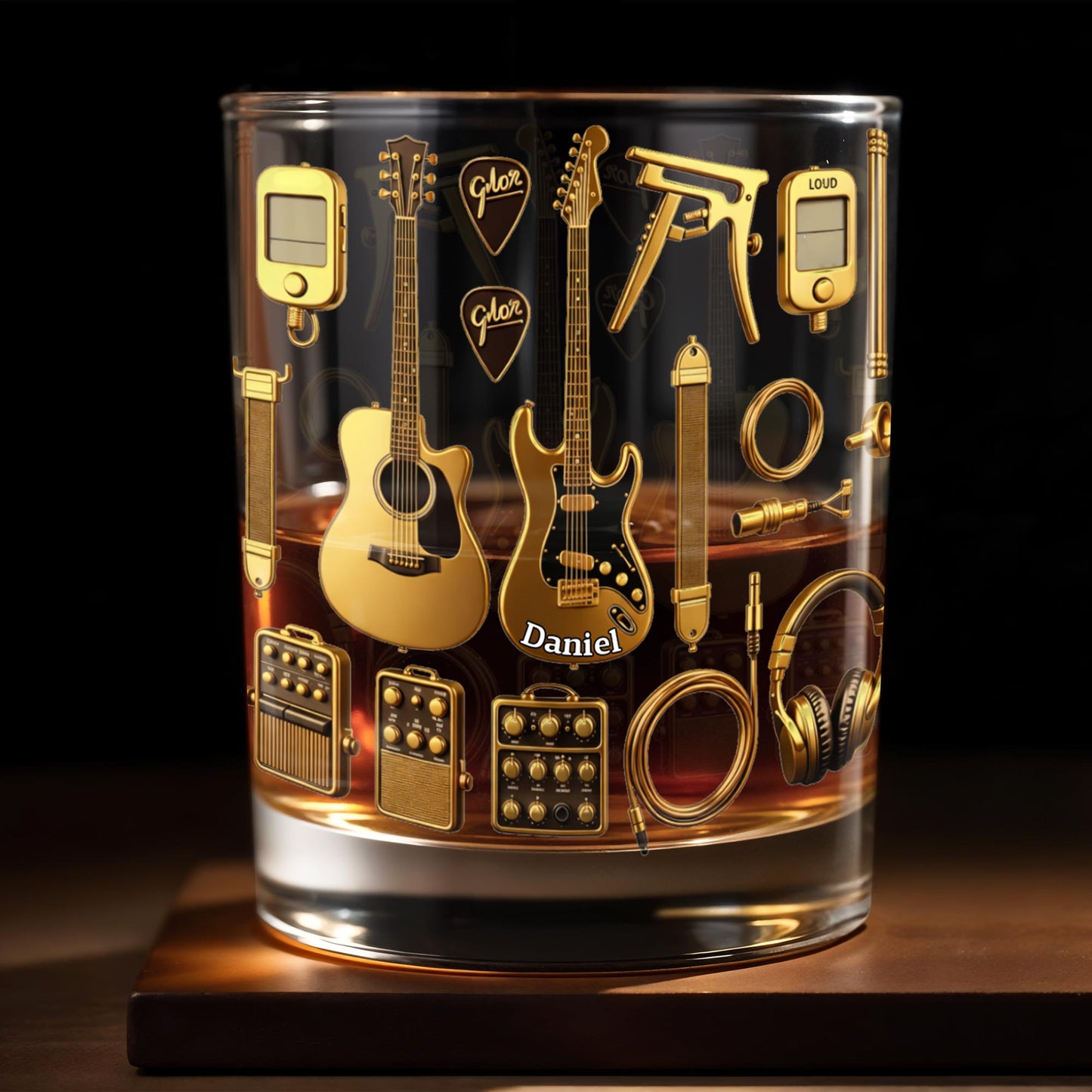 Customizable Glass With Guitars, Headphones, And More