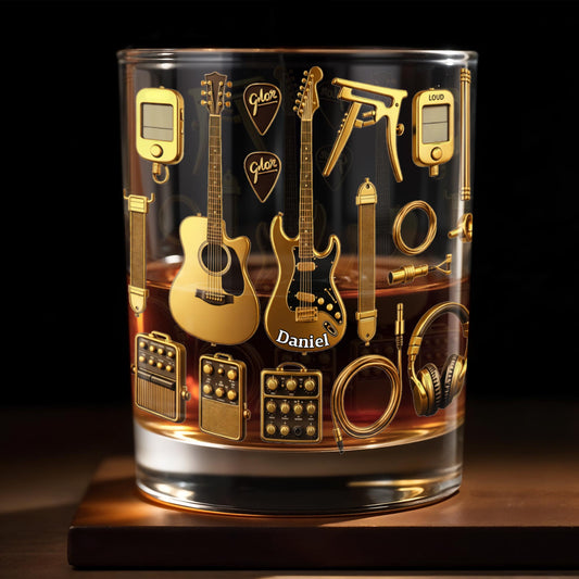 Customizable Glass With Guitars, Headphones, And More