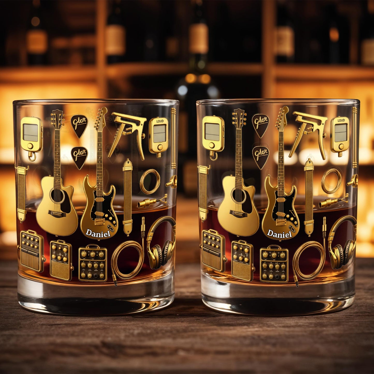 Customizable Glass With Guitars, Headphones, And More