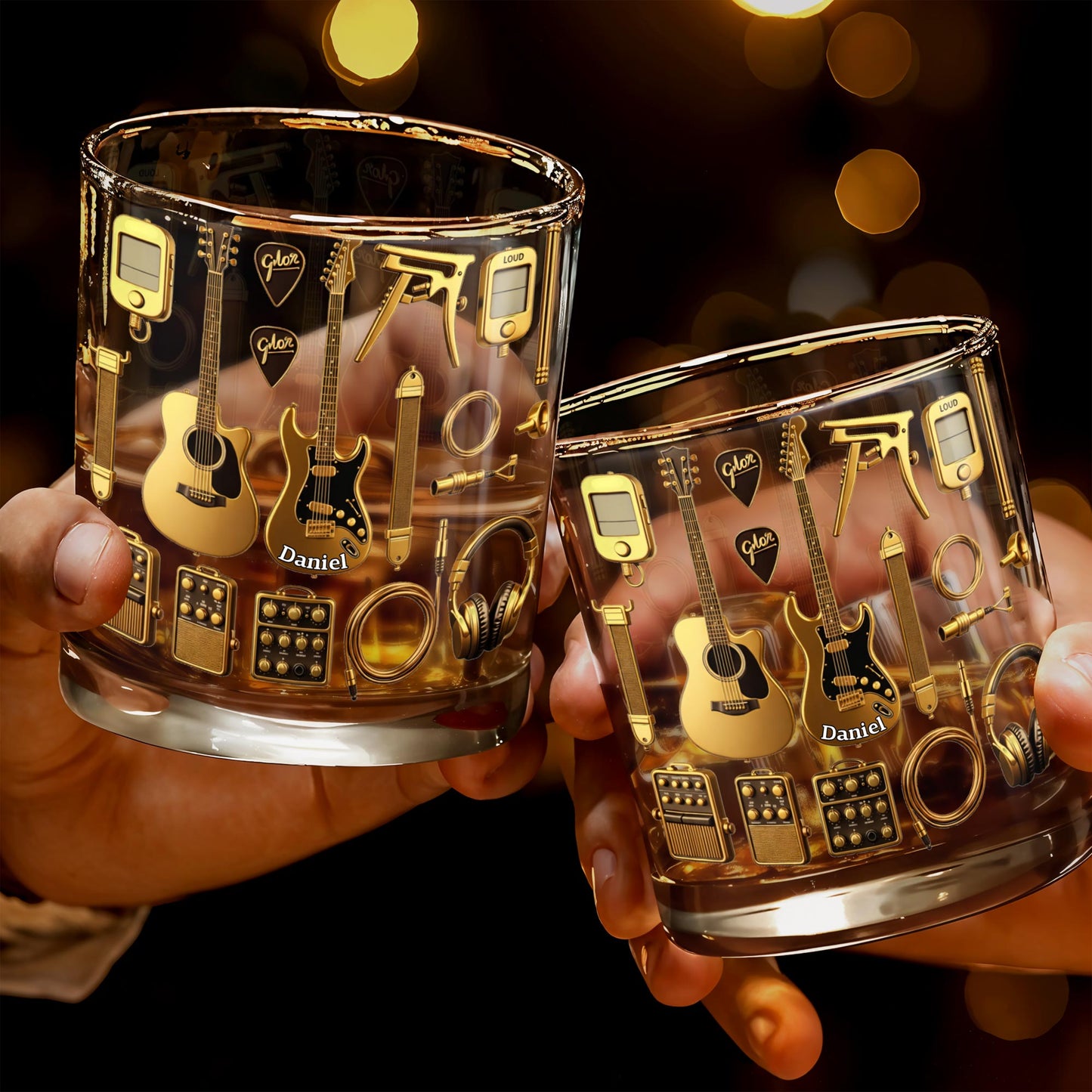 Customizable Glass With Guitars, Headphones, And More