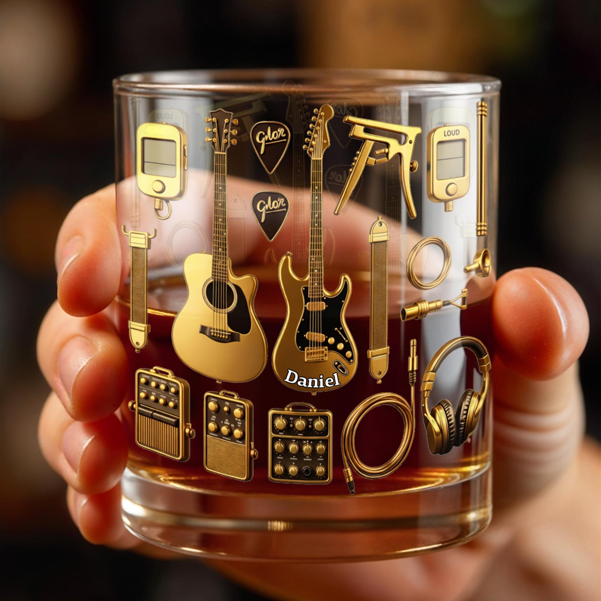 Customizable Glass With Guitars, Headphones, And More