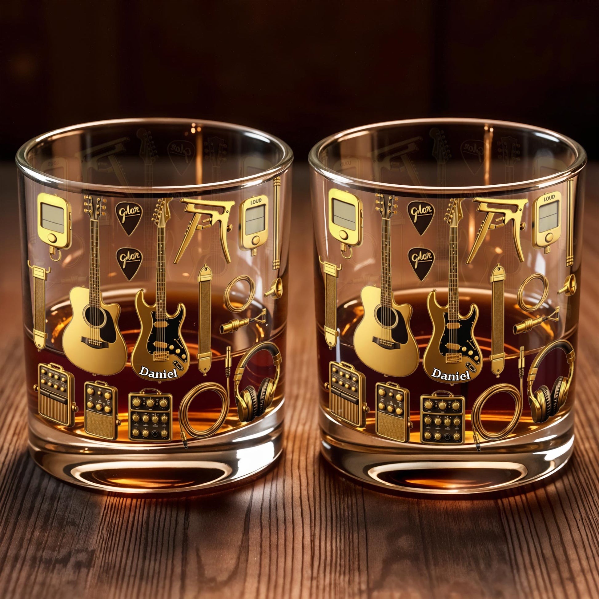 Customizable Glass With Guitars, Headphones, And More