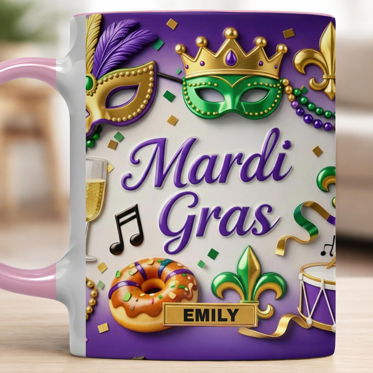 Mardi Gras Celebration With Masks And Beads
