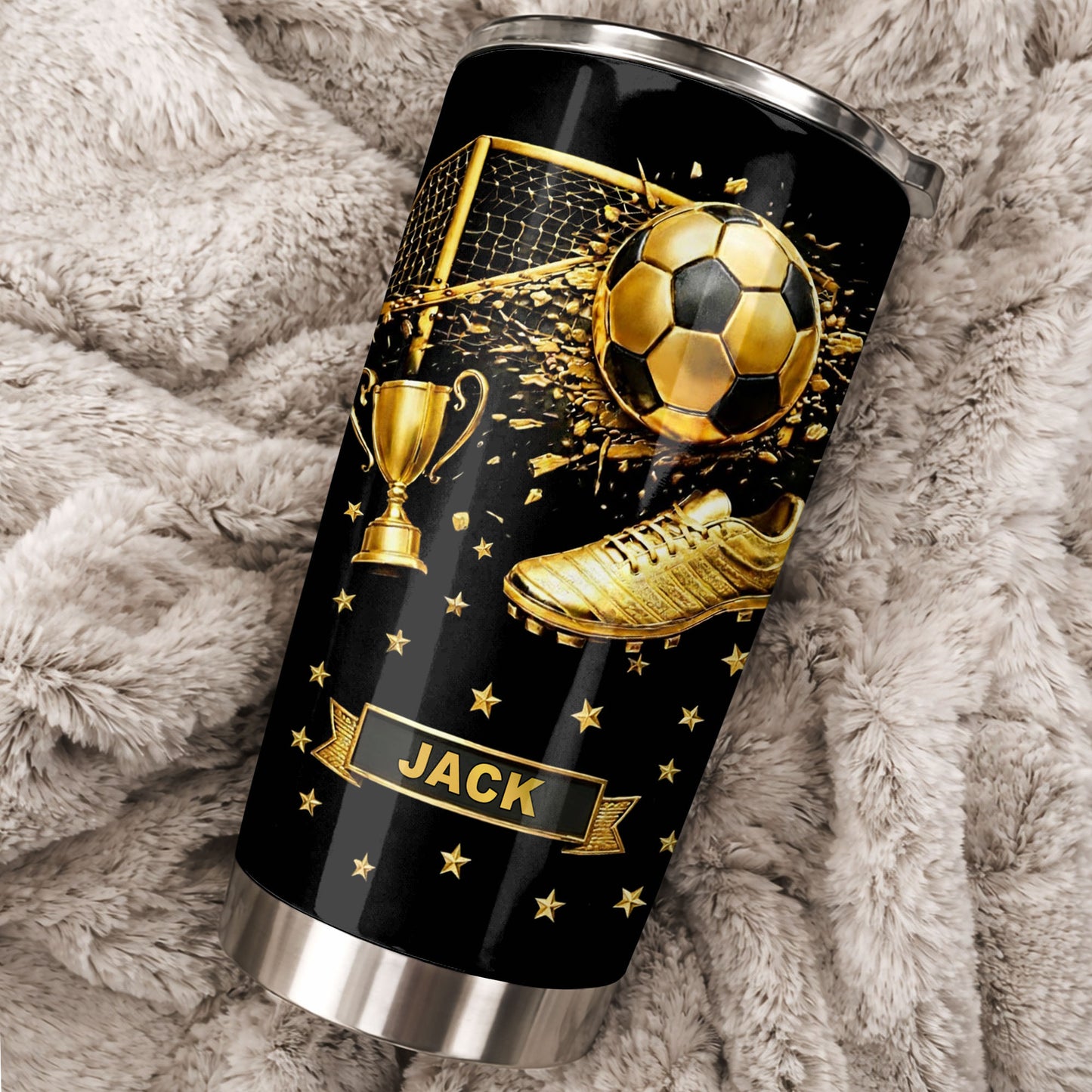 Celebrate Your Achievements Soccer Ball, Trophy And Cleats