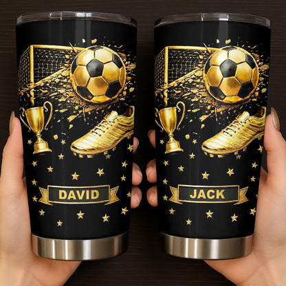 Celebrate Your Achievements Soccer Ball, Trophy And Cleats