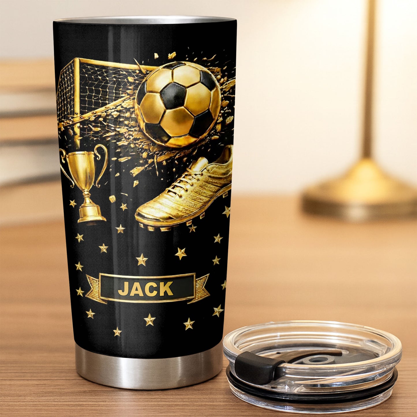 Celebrate Your Achievements Soccer Ball, Trophy And Cleats