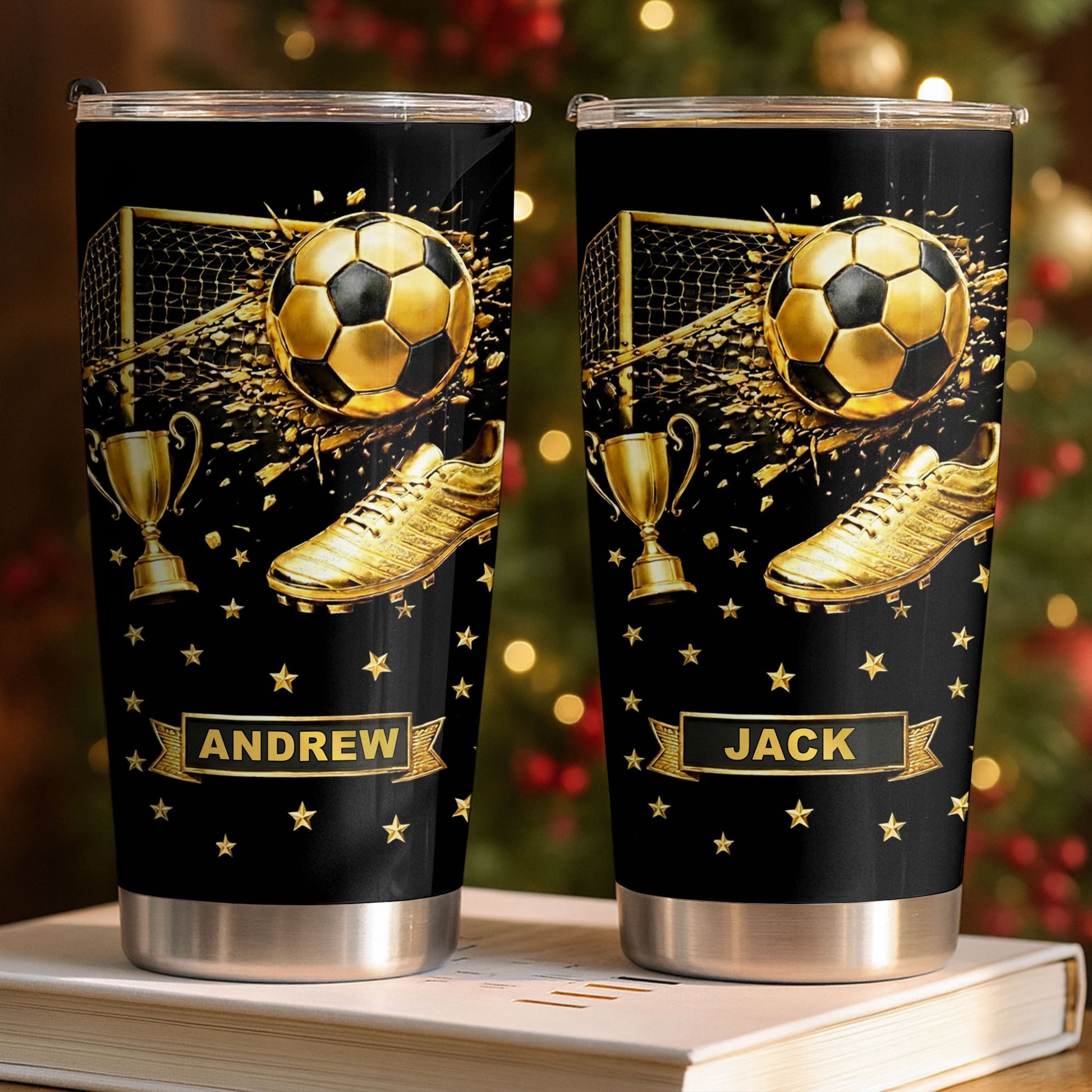 Celebrate Your Achievements Soccer Ball, Trophy And Cleats