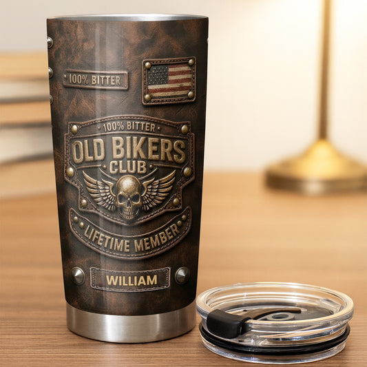 Old Bikers Club Lifetime Member Skull And Wings