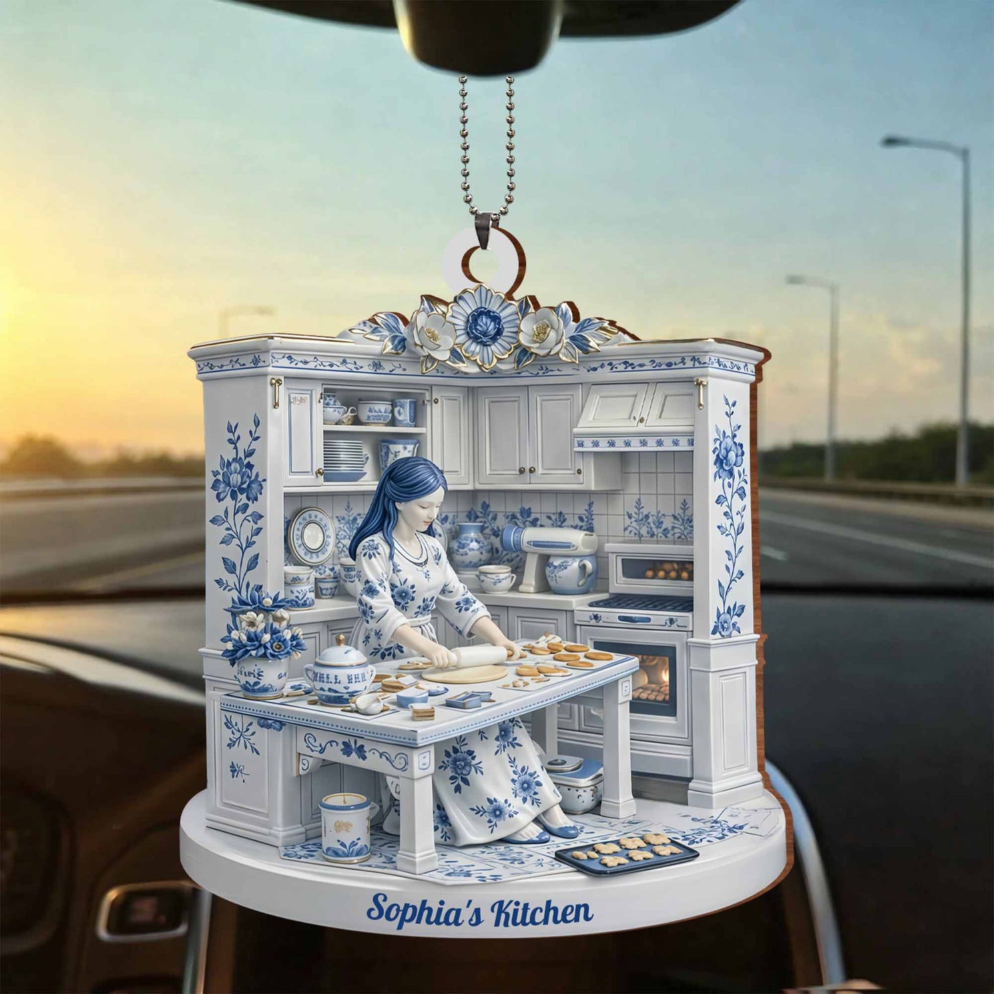 Sophia's Kitchen, Woman Preparing Meals With Floral Decor