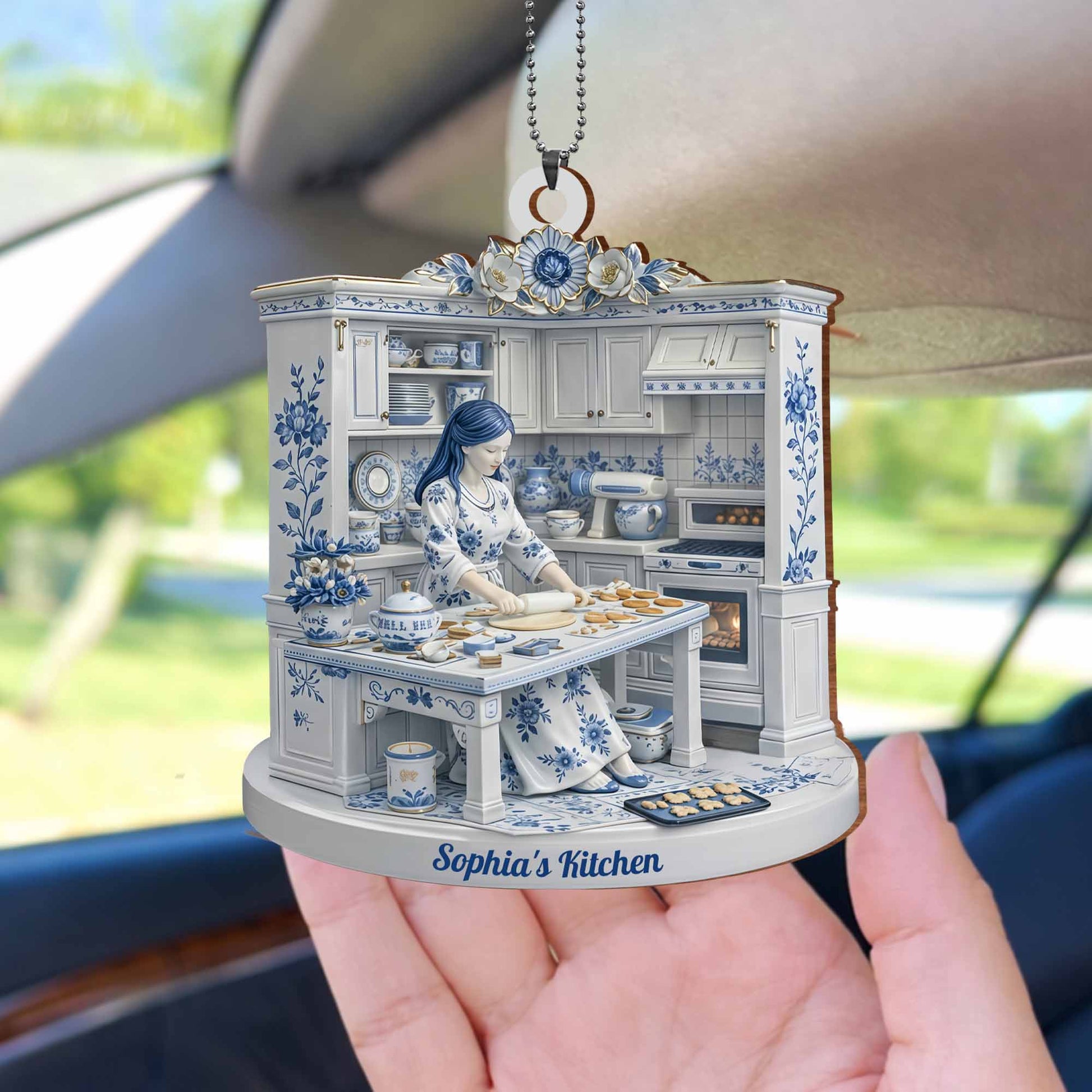 Sophia's Kitchen, Woman Preparing Meals With Floral Decor