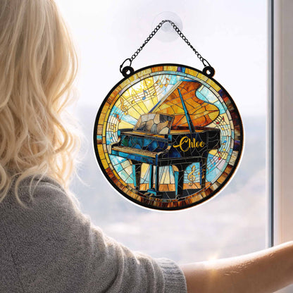 Play With Your Heart Stained Glass Grand Piano Musical Notes