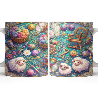 To Lucia, Yarn Balls And Spinning Wheel Design