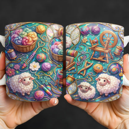 To Lucia, Yarn Balls And Spinning Wheel Design