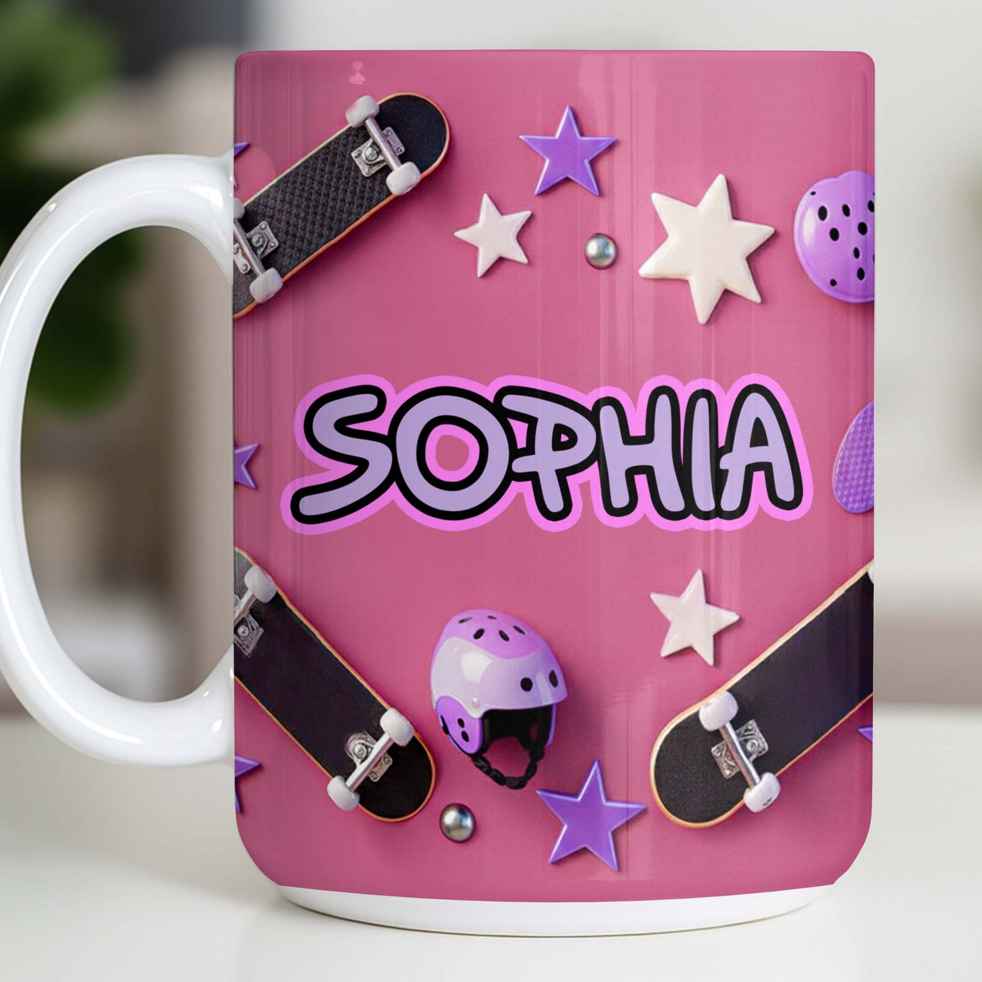 Skate Like A Girl With Style Skateboard And Stars