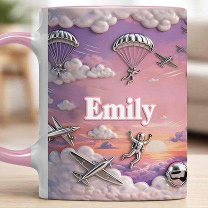 Flying High Above The Clouds With Skydiver And Airplane Graphics