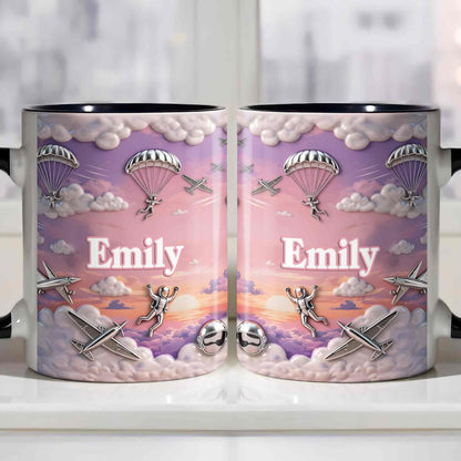 Flying High Above The Clouds With Skydiver And Airplane Graphics