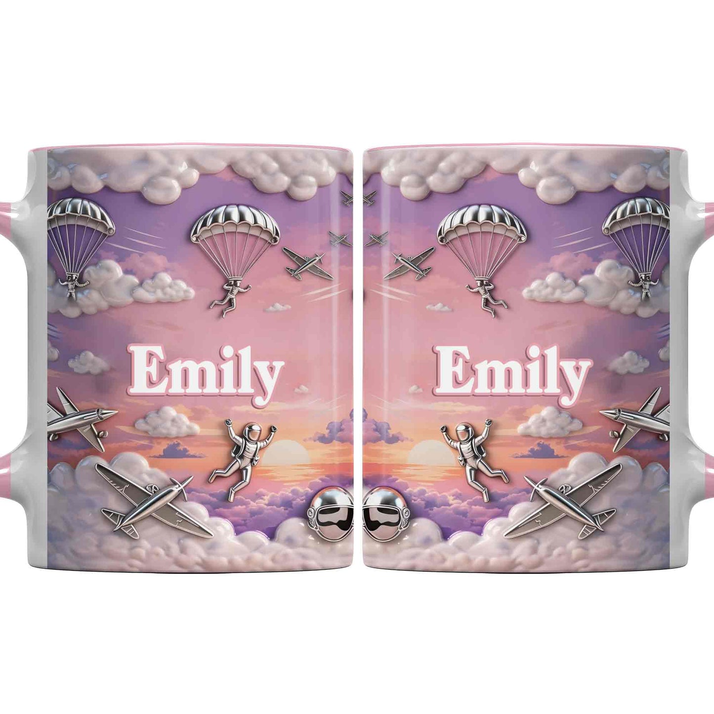 Flying High Above The Clouds With Skydiver And Airplane Graphics