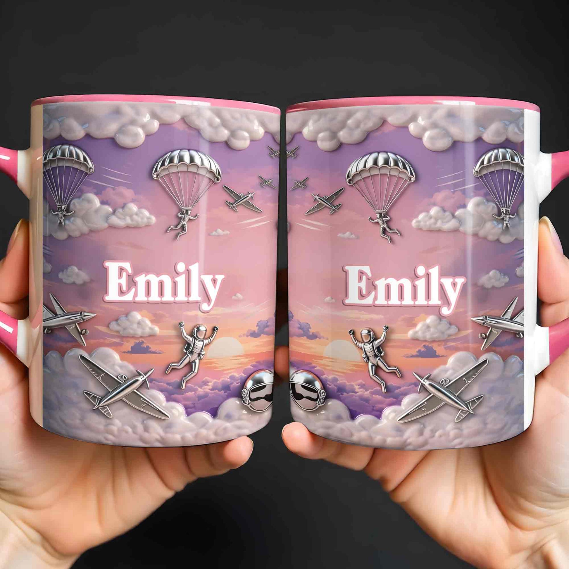 Flying High Above The Clouds With Skydiver And Airplane Graphics