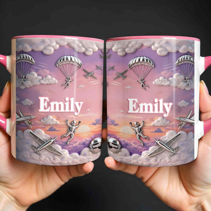 Flying High Above The Clouds With Skydiver And Airplane Graphics