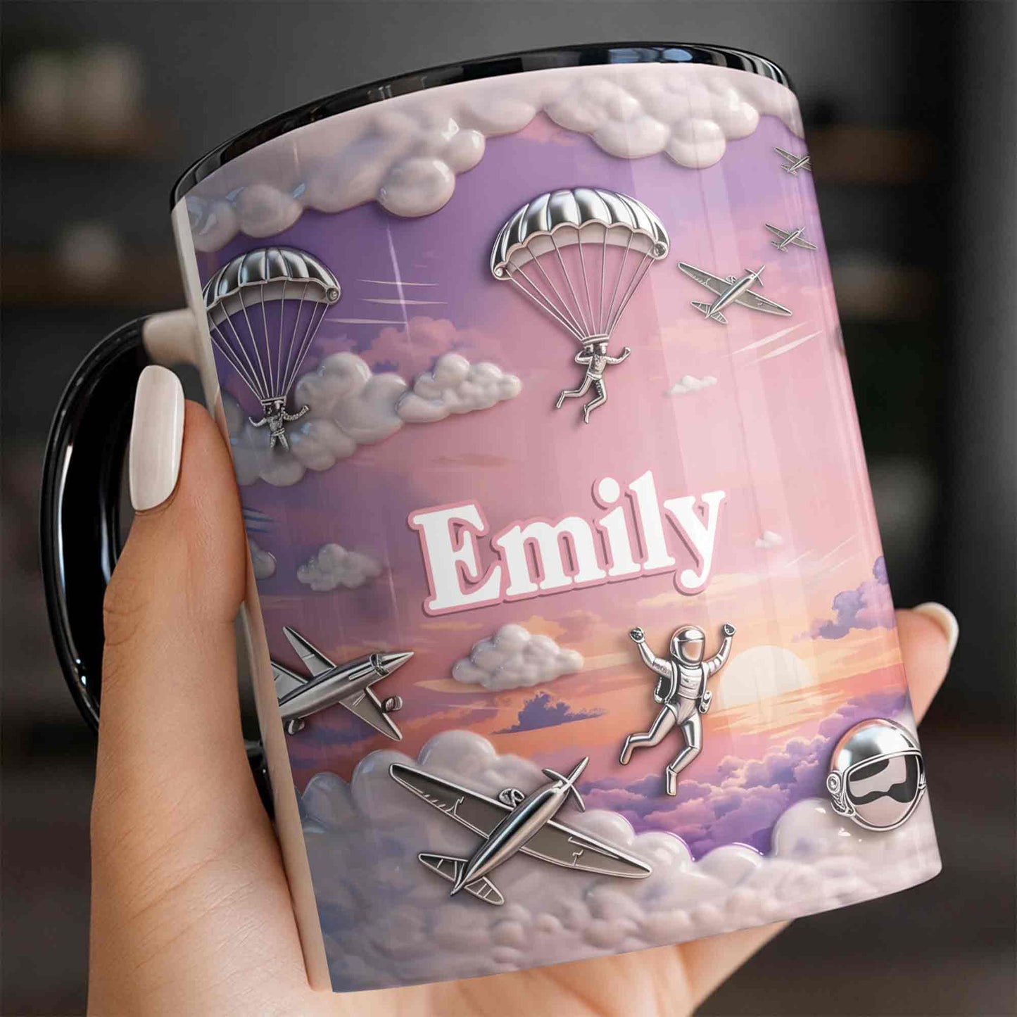 Flying High Above The Clouds With Skydiver And Airplane Graphics