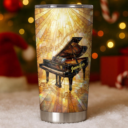 Grand Piano Surrounded By A Symphony Of Musical Notes And Light