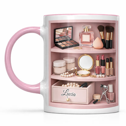 Beauty Essentials Collection With Makeup Brushes And Lipstick Design