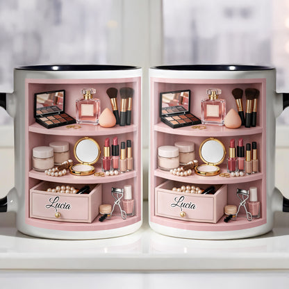 Beauty Essentials Collection With Makeup Brushes And Lipstick Design